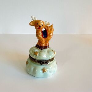Reindeer Cloud Trinket Ring Box  Vintage